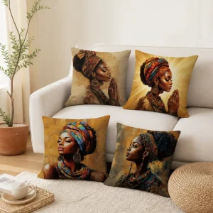 Black Girl Magic Art Throw Pillow Cover Soft Polyester African Tribal Portrait Cushion Case Shell for Living Room