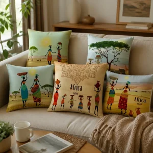 Black Gold African Woman Throw Pillow Cover Soft Polyester Portrait Art Cushion Case Decorative Shell for Couch