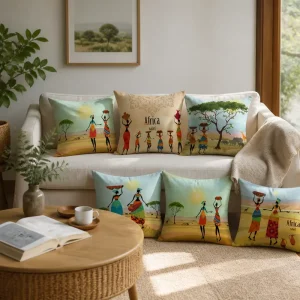 Black Gold Fashion Woman Throw Pillow Cover Soft Polyester African Art Portrait Cushion Case Accent Shell for Bed