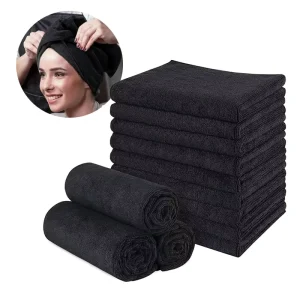 Black Hair Salon Towels Super Absorbent Microfiber Hair Drying Salon Towel Barbershop Towel