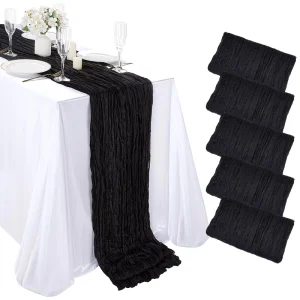 Black Halloween Table Runner Gauze Table Runner Cheesecloth Table Runner with Personalized Customization for Wedding Party