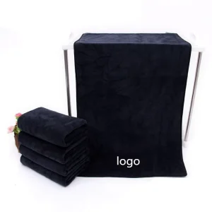 Black Microfiber Towel for Home Use Quick Dry 35x75cm 40x80cm 400gsm GOTS Certified Custom Logo