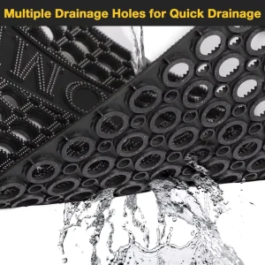 Black Non Slip Waterproof Honeycomb Pattern Rubber Door Mat Drainage Holes for Outdoor Use Entrance Bar Commercial Areas