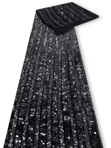 Black Velvet Sequin Fabric Striped Sequin Velvet Fabric Soft Plush Sequined Fabric for Wedding Dresses