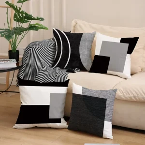Black White Minimalist Home Decorative Pillow & Cushion Sets Customizable Embroidered Plush Throw Pillows