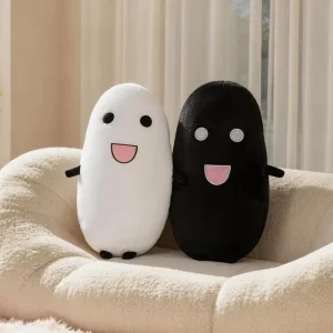 Black White Rice Grain Shaped Plush Throw Pillow Soft Simulation Rice Stuffed Cushion Novelty Food Decorative Pillow