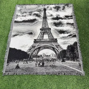 Black White Series Character Pattern Woven Jacquard Cotton Polyester Tapestry Blanket Customizable Sizes European American Style