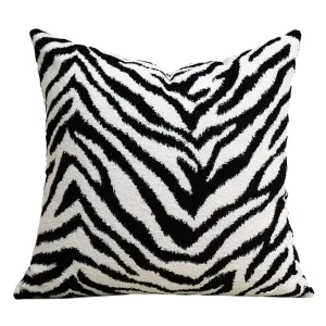Black White Zebra Pattern Velvet Woven Throw Pillow Cover for Living Room Sofa Bedside Pillow Luxury Style Removable Washable