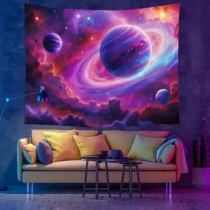 Blacklight Tapestry Trippy Psychedelic UV Reactive Wall Art