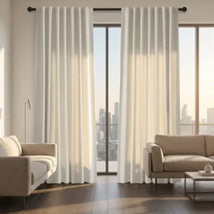 Blackout Thermal Insulated Modern Linen Blend Waterproof Curtains Valances for Bedroom Living Room All-Season Black Window