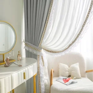 Blackout Velvet Curtain Embroidered Tulle Sheer Design Curtains Modern Luxury Window Curtains For Living Room