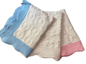 Blank Cotton Baby Quilt for Embroidery Scalloped Edge Baby Heirloom Quilt