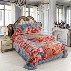 Blanket Sets 5pc Korean Super Soft Plush Raschel Blankets 220 X 240 king Size and Duvet Blankets and Knit