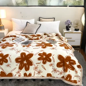 Blanket Stock Polyester Luxury Double Bed Korean Raschel Mink Fleece Throw Blanket for Winter