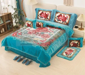 Blankets Bedding Set 10pcs Raschel Blanket for Winter Raschel Fabric Blanket Sheet Pillowcases Carpet Matching Set