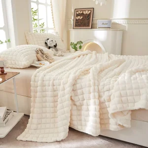 Blankets for Winter Soft Lightweight Plush Fuzzy Cozy Luxury Blanket Checkered Decorative Bed Blanket