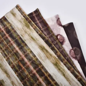 Blend Fabric With Retro Dark Brown Ink Wash Spot Print Soft Breathable Cloth For Women Dresses