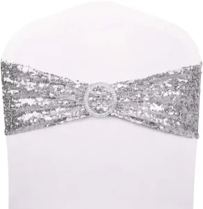 Bling Chair Sash Wedding Party Supplies Decoration Black Red Satin Sashes Bow Bands Polyester Spandex Sequin Chair Sashes