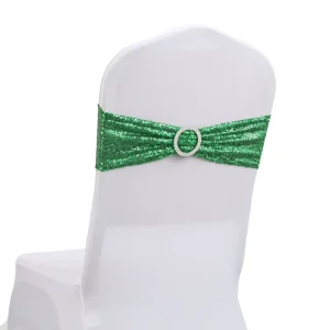 Bling Chair Slipcover with Black Red Satin Sashes Wedding Party Supplies Decorations Sequin Bow Bands Polyester Spandex Fabric