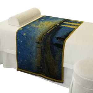 Blue 3D Design Night Sky Printing Bedding Linen Bed Runner for Hotel Room with Logo Floral Bed Runner