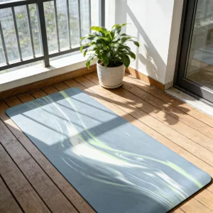 Blue Eco Friendly Yoga Mat Non Slip Cushioning Exercise Mat for Home Gym Fitness Training