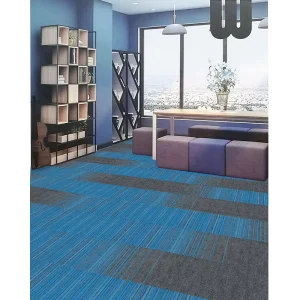 Blue Grey Printed Nylon Carpet Tiles Anti Static for Hotel IT Centers & Co Working Spaces