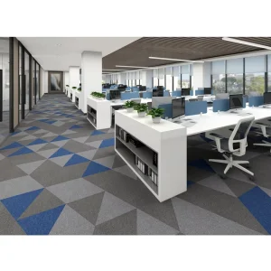 Blue Grey Triangle Cut Pile Nylon Carpet Tiles Factory Direct Supply