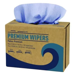 Blue Heavy Duty Dry Wipes Pop-Up Box Blue Shop Towel Woodpulp Polyester Lint Free Wipes