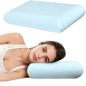Blue Modern Memory Foam Neck Bed Pillows with Cooling Removable Cover