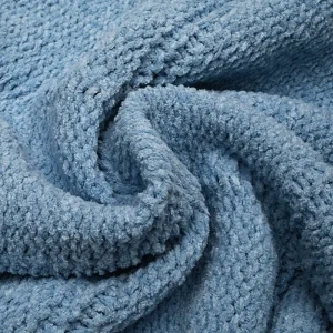 Blue Plaid Jacquard Chenille Blanket Soft Warm Washable Foldable Sofa Throw