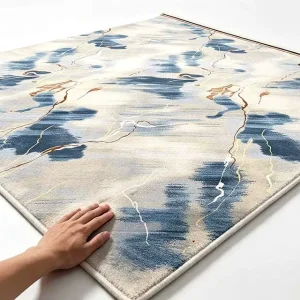 Blue White Abstract Ink Marble Nylon Carpet Custom Printed Commercial Carpet for Hotel Lobby Office Projects Tapis Tapete