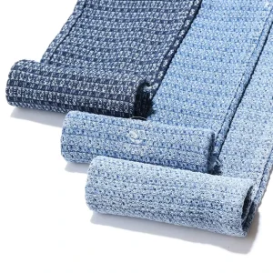 Blue and White Border bar 80% Cotton Jacquard Denim Fabric for Jeans 10.5 Oz Denim Fabric