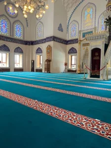 Blue-striped Mosque Hall Wall-to-wall Carpet Islamic Prayer Rug Suitable for Ramadan and Eid