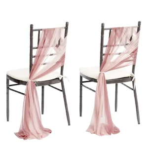 Blush Mauve Wrinkle Free Chiffon Chair Sashes for Weddings Church Events Draping Fabric Ribbon for Chairs
