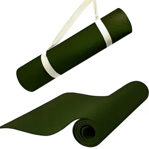 Bodyband Yoga Mat Women Men 4mm Carrying Strap Extra Thick 183cm Rectangular Anti Tear Anti Slip Army Green