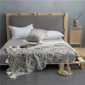 Bohemia Style Tassel for Baby Adult Soft 100% Cotton Knitted Throw Blanket Lls