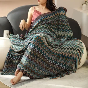 Bohemian Acrylic Fiber All-Season Blanket Office Nap Guesthouse Throw Bed-end Rug Tasseled Thickened Sofa Throw
