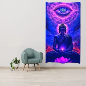 Bohemian Bedroom Decorating Indian Buddhism Fantasy Mandala UV Printed Tapestry