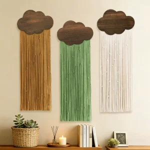 Bohemian Cloud Wood Tapestry Wall Hanging Handwoven Woven Indoor Decoration for Bedroom and Homestay