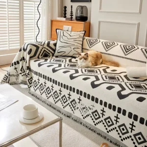 Bohemian Full Cover Chenille Sofa Cover All Seasons Universal Dustproof Geometric Pattern Sofa Towel Blanket