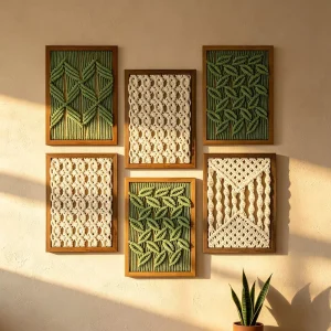 Bohemian Hand woven Geometric Pattern Tapestry Wall Hanging for Living Room Minimalist Decor Piece Nordic style Table