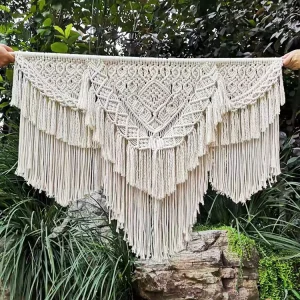 Bohemian Handmade Woven Tapestry 120×90 cm Large Heavy Macrame Wall Hanging for Outdoor Decor