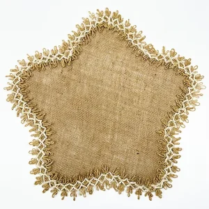 Bohemian Jute Woven Scalloped Placemats with Crochet Fringe Edge Non Slip Heat Resistant Table Mats for Rustic Farmhouse Decor