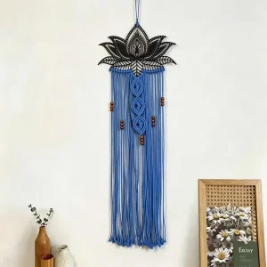 Bohemian Lotus Iron Wrought Woven Rectangle Tapestry Wall Hanging Tassels Handmade Cotton Rope Living Room Backdrop China
