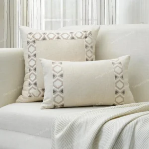 Bohemian Minimalist Style Light Color Tufted Tassel Decoration Living Sofa Throw Pillow Cover Removable Washable Customizable