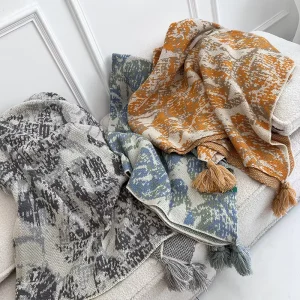 Bohemian Nordic Single Sofa Bed Tail Blanket Cover Solid Acrylic Knitted Afternoon Sleeping Camping Blanket Woven