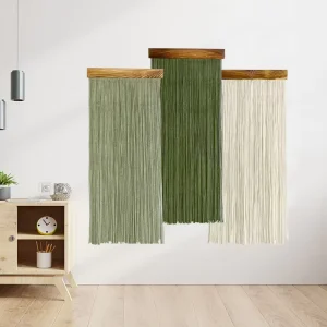 Bohemian Solid Color Tassel Cotton Rope Tapestry Wall Hanging Decor Modern Simple Design for Living Rooms