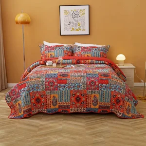 Bohemian Style Cotton Summer Quilted Patchwork Bedspreads Embroidered Duvet Cover Bedding Set