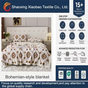 Bohemian Style Multi Functional Jacquard Blanket Cationic Lambskin Nap Cover Plain Office & Home Travel Blanket