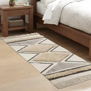 Bohemian style Geometric Tufted Runner (with Fringes) Hand woven Small Home Rug
